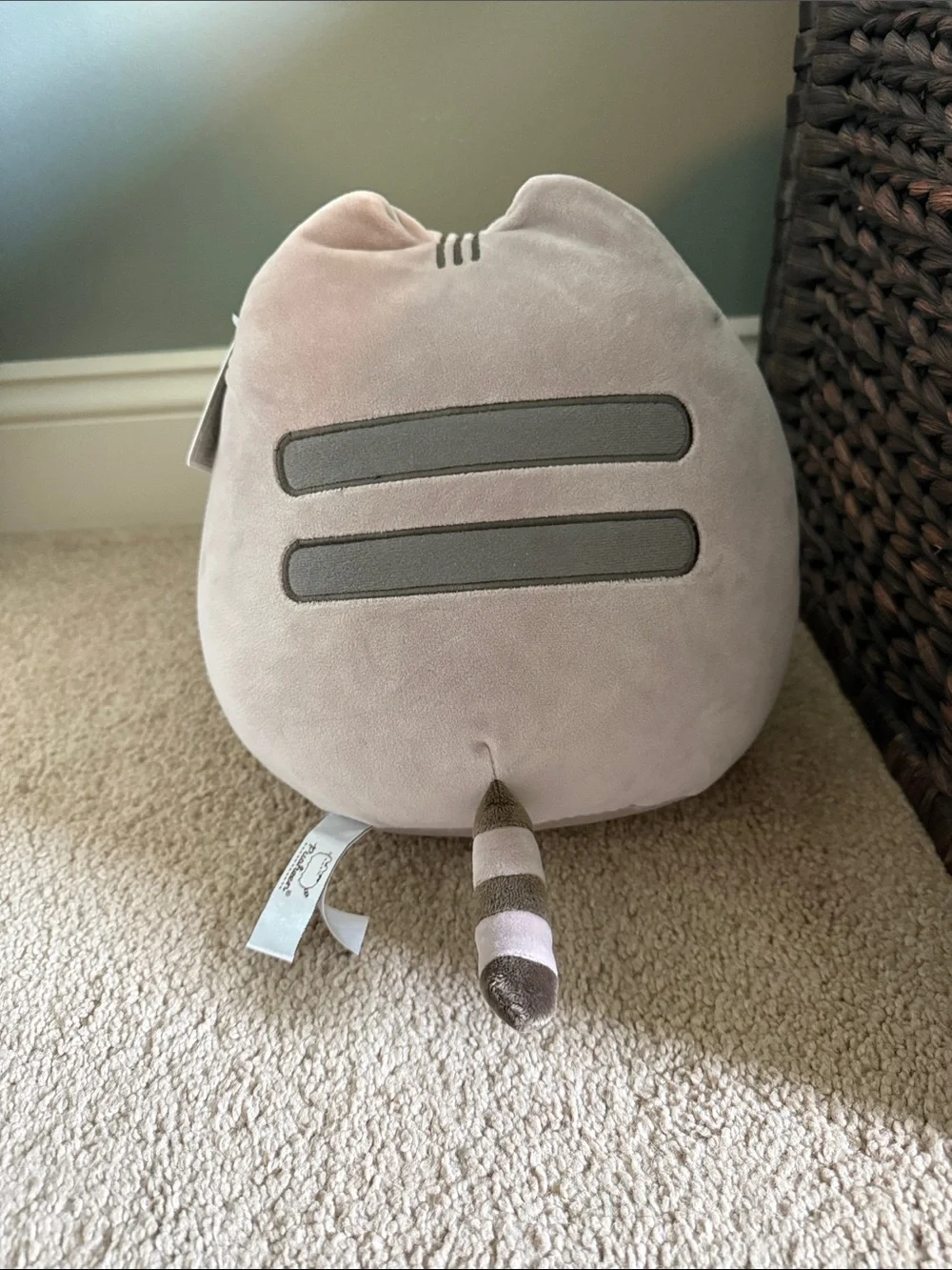 Pusheen Plush Cat Pillow - Light Gray with Brown Accents